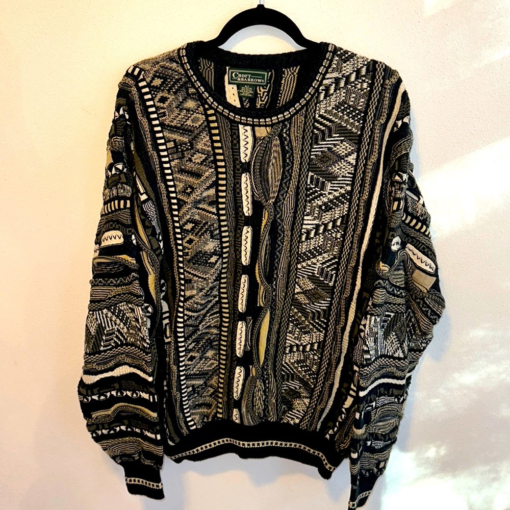 Vintage Textured Coogi Style Croft & Barrow Sweater size XLT